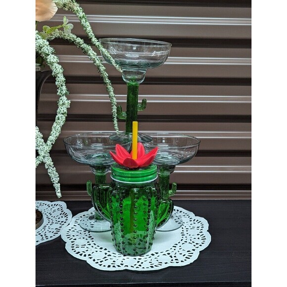 Cactus Margarita Bundle of Two 1- cactus tumbler 1- margarita glass - Picture 7 of 11